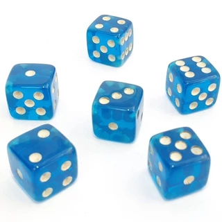 12 DADOS AZUIS TRANSLÚCIDOS POLIDOS 16MM P/ JOGOS E RPG