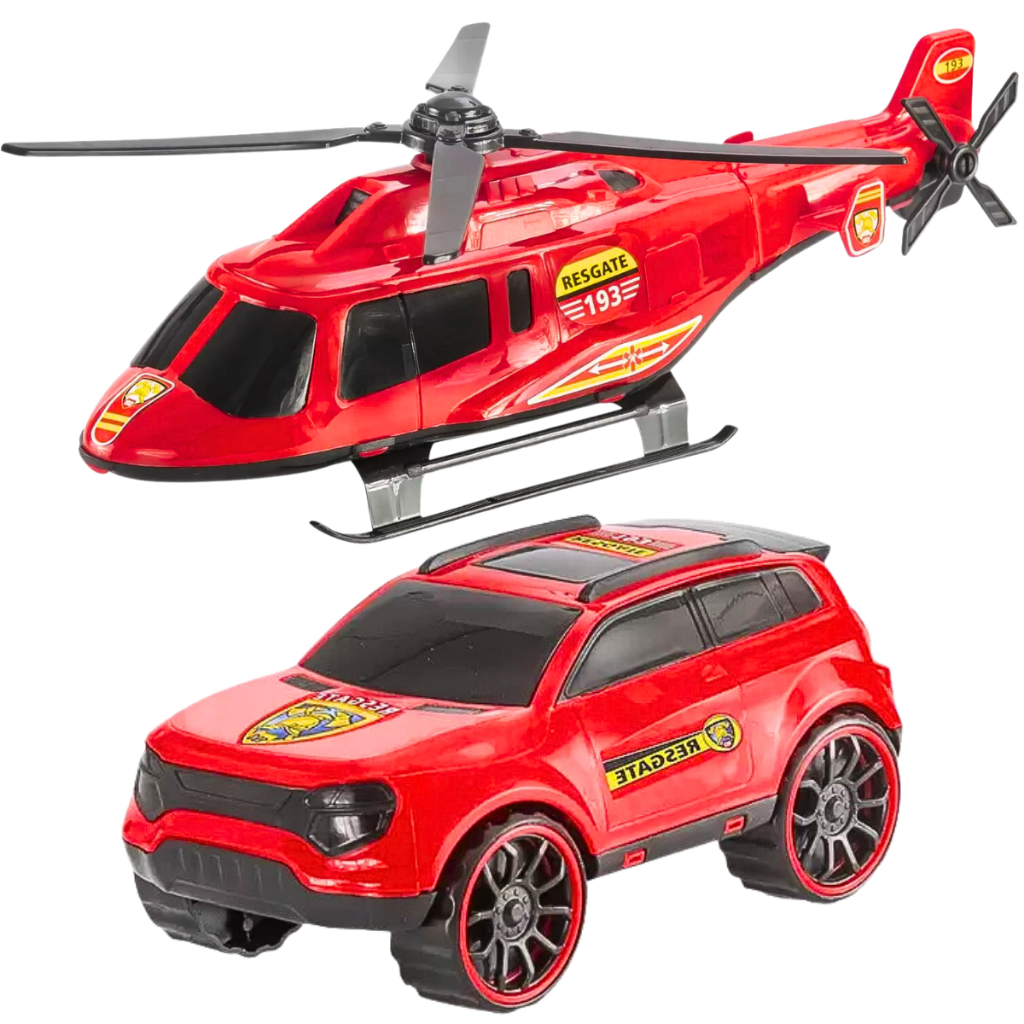 Kit 3 Carrinho Bombeiro Helicóptero Motinha Brinquedo Menino Criança  Infantil Presente Barato