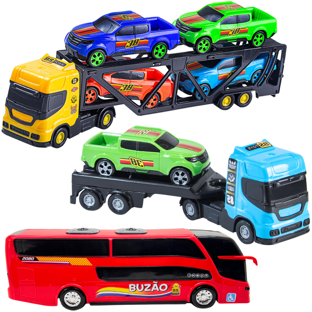 Caminhão Top Truck Cegonha Com Carrinhos App Jogo - Bs Toys