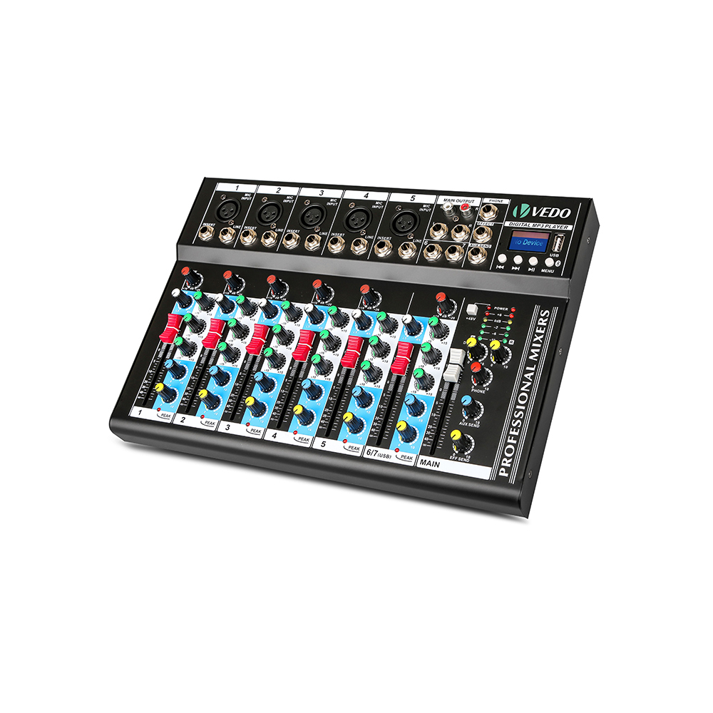 VEDO 7 Channel Professional Portable Mixer Sound Mixing Console Play