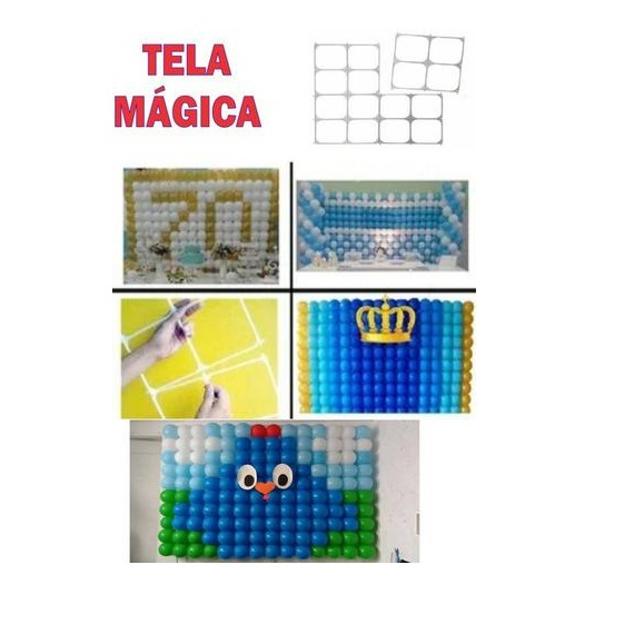 kit 20 Tela Mágica + medidor + presilha P/ Balões Bexigas Painel Festa ...