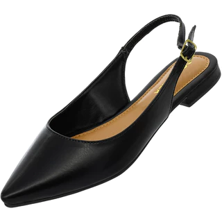 Sapatilha sandalia rasteira bico fino Slingback Feminina sapato Trabalho Dia a Dia Social S Original Mocassim Fivela Confort