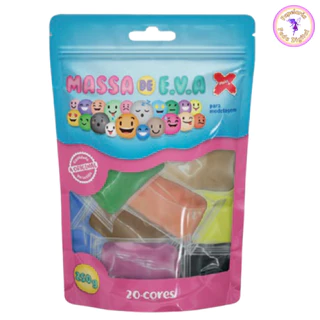 Massinha de EVA colorido Make+ para artesanato ou recreação, pacote com 50g, 10 cores em cada