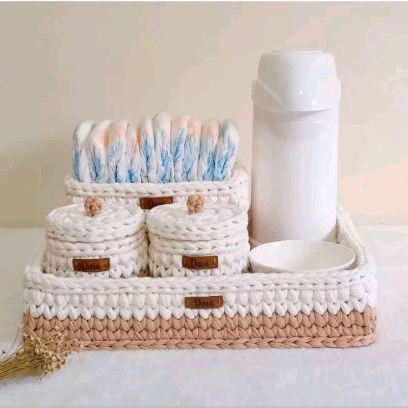 kit higiene 4 peças em fio de malha