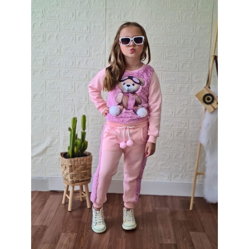 Conjunto de Menina Infantil Feminina Ursinho Moda Inverno de