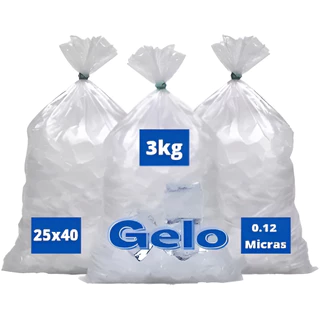100 Saco Para Gelo 25x40 3kg Reforçado 0,12 Micras Liso