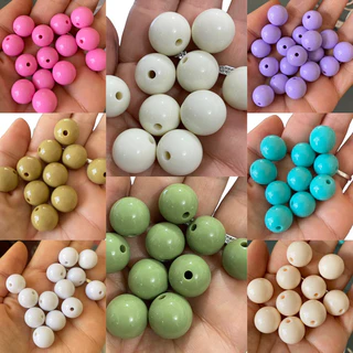 20un. Bolas plástica leitosa 14 16 18 20mm para montagem de pulseiras colares e outras bijuterias