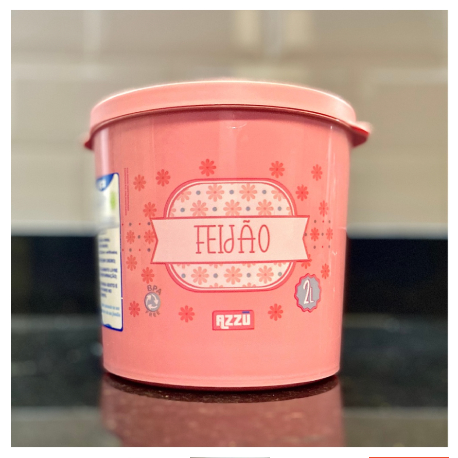 Pote De Plástico Feijão Com Tampa Decorado Rosa Mantimentos Cozinha ...