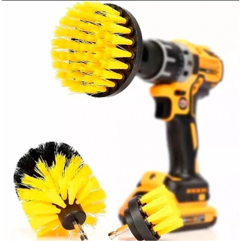 Kit Escova Rotativa 3 pcs P/ Limpeza Pesada Encaixe Parafusadeira ...