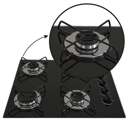 Fogão Cooktop Classic Gás 4 Bocas Ultra Chama 127v 220v Preto