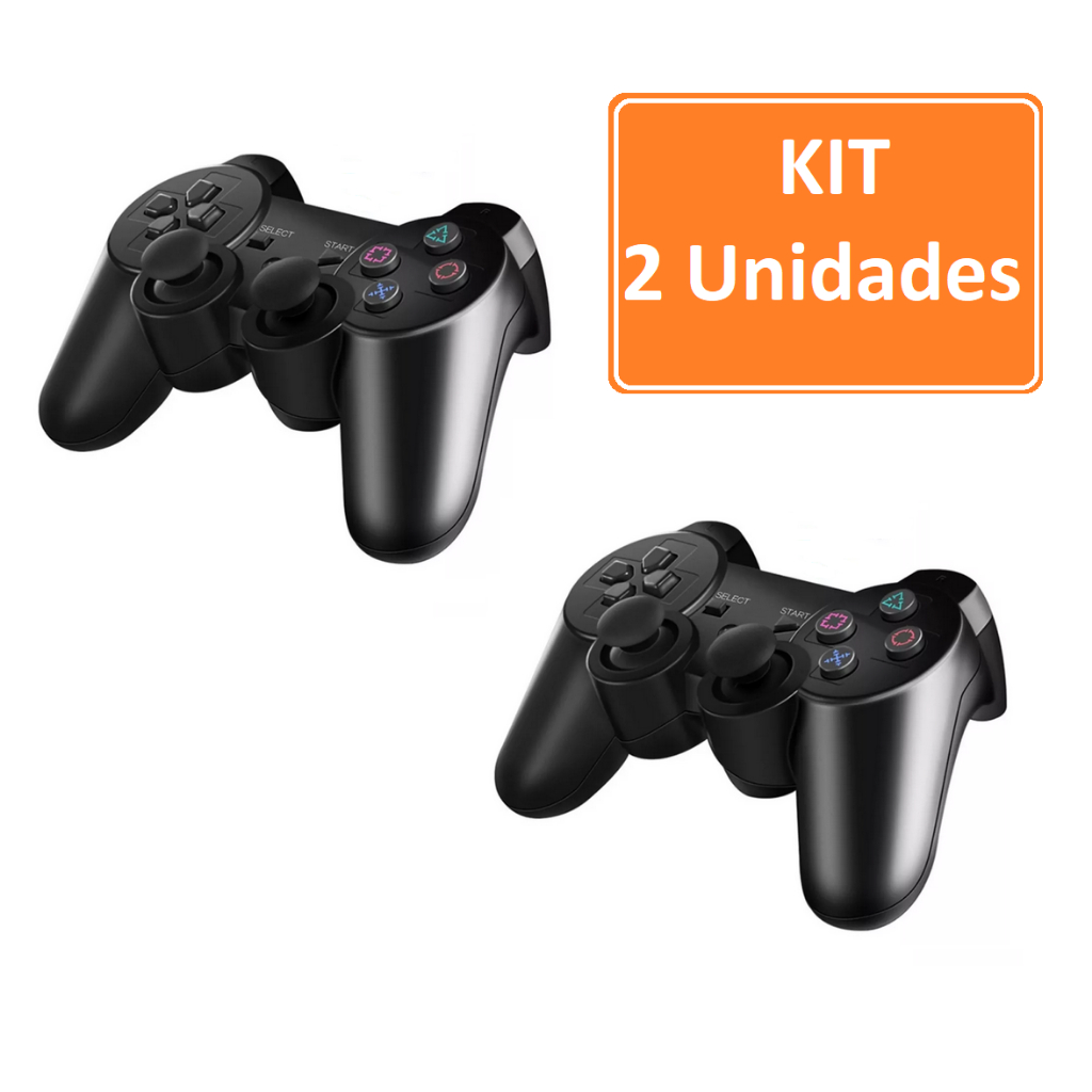 Controle Compatível Com PlayStation 2 Com Fio Para Video Game Com Vibração  E Conexão USB Analógico Compatível Com Computador Preto LINHA PREMIUM DUPIN