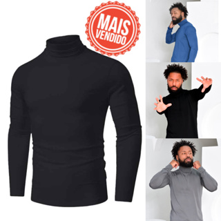 Camisa Blusa Masculina Manga Longa Camiseta Academia Segunda Pele Proteção Solar Fator 50 UV Gola Alta