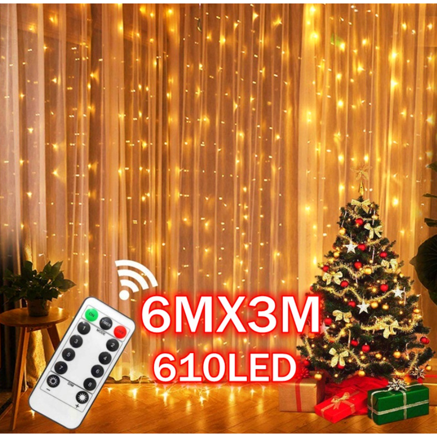 LED Cortina luz cortina romântica para casamento de natal ao ar livre Cortina Led Luzes Pisca Cascata Decoração Branco Quente Janela