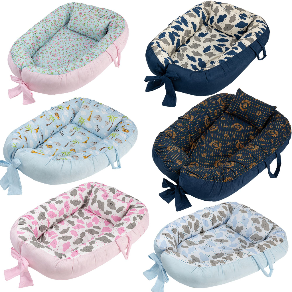 Ninho Redutor de Berço 100% Algodão Ninho de Bebe Menino e Menina Estampado com Travesseiro