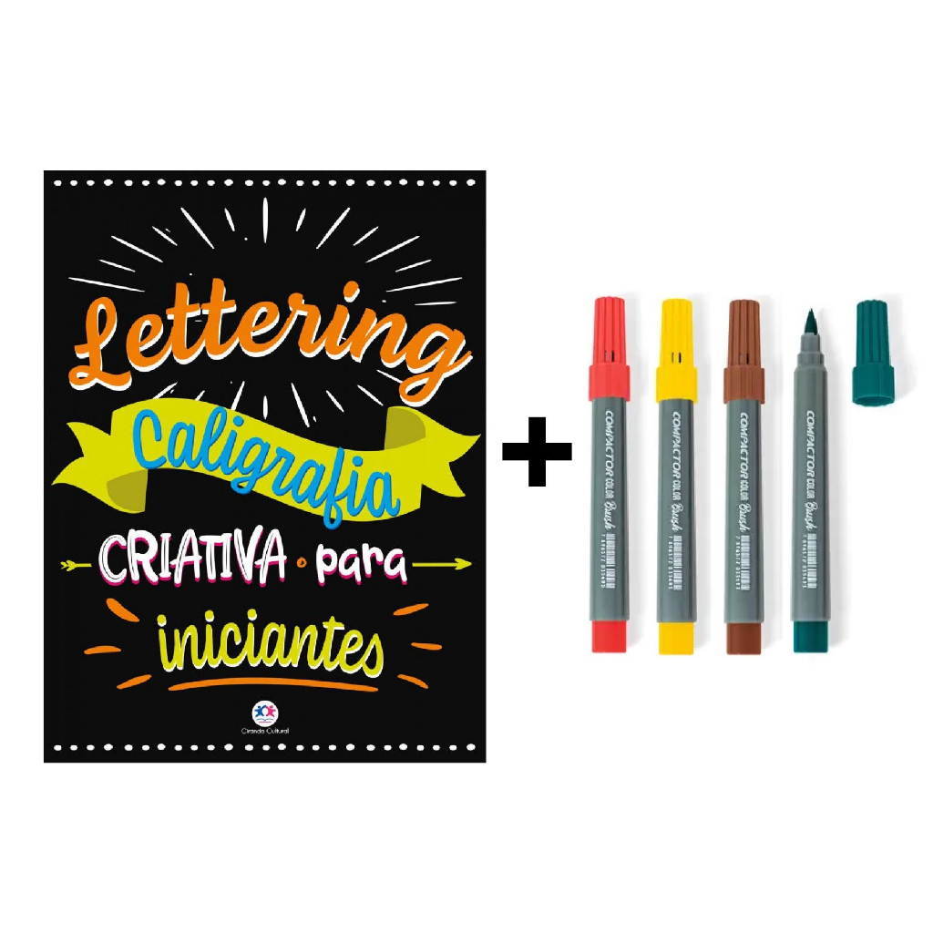 Kit Lettering (livro + 4 Canetas Ponta Brush) | Shopee Brasil