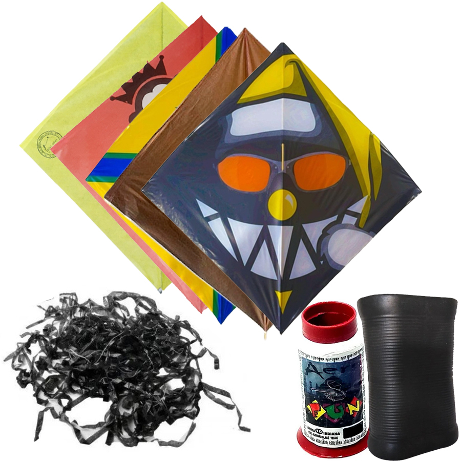 conjunto completo de pipas peixinho com rabiola e linha 100 jardas ...