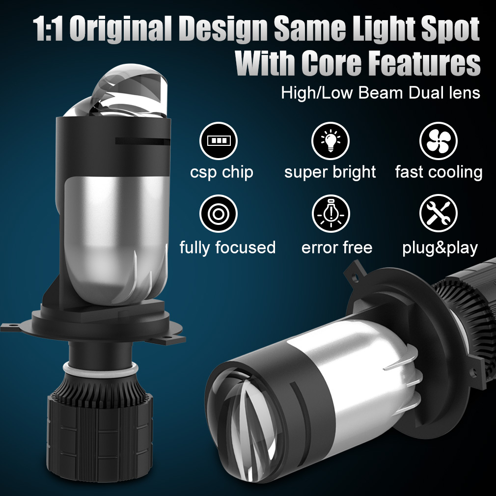 Led H4 Mini Projetor LED Automóvel 20000LM Farol De Feixe Carro