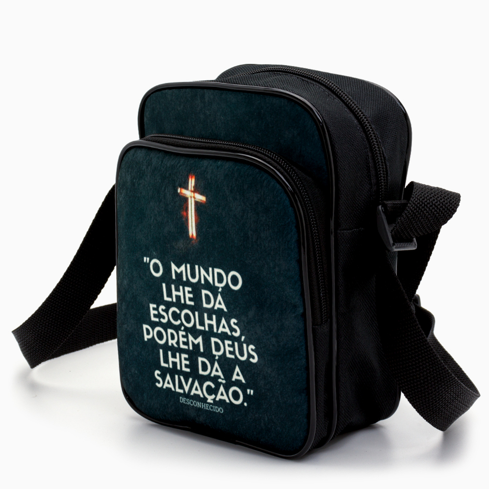 Shoulder Bag Mini Pochete Transversal Frase Salvação Jesus Pequena Necessaire