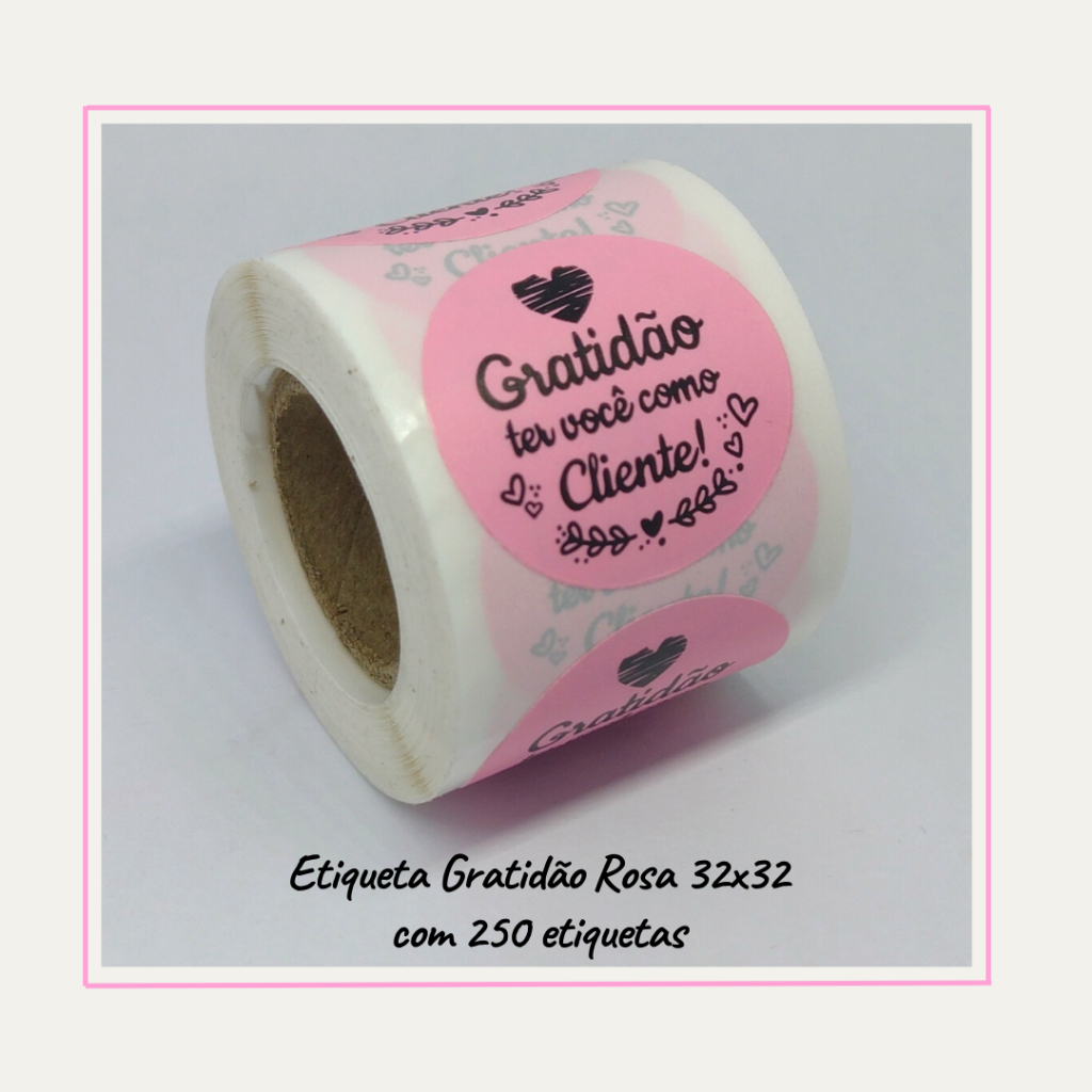 250 Etiquetas Adesivas Gratidão Ter Você Como Cliente Rosa