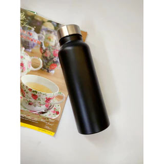 Garrafa Squeeze 750ml Portátil Resistente Inox PRETO Boca Grande Para Viagem Água Suco Chá Academia Esportes(NÃO É TÉRMICA