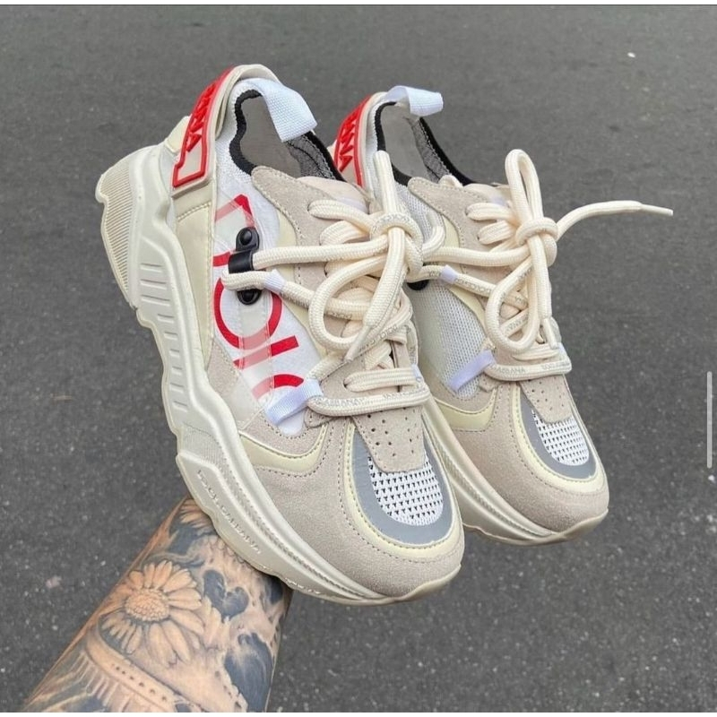 Tênis Dolce Gabbana DayMaster Creme/Branco/Vermelho