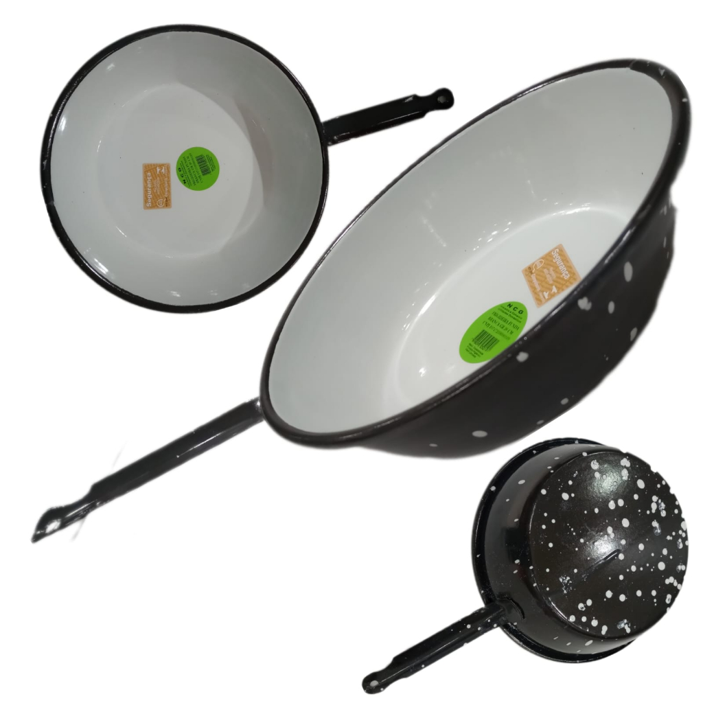 FRIGIDEIRA FUNDA ESMALTADA GRANDE PARA FRITURA 26CM ALTA WOK