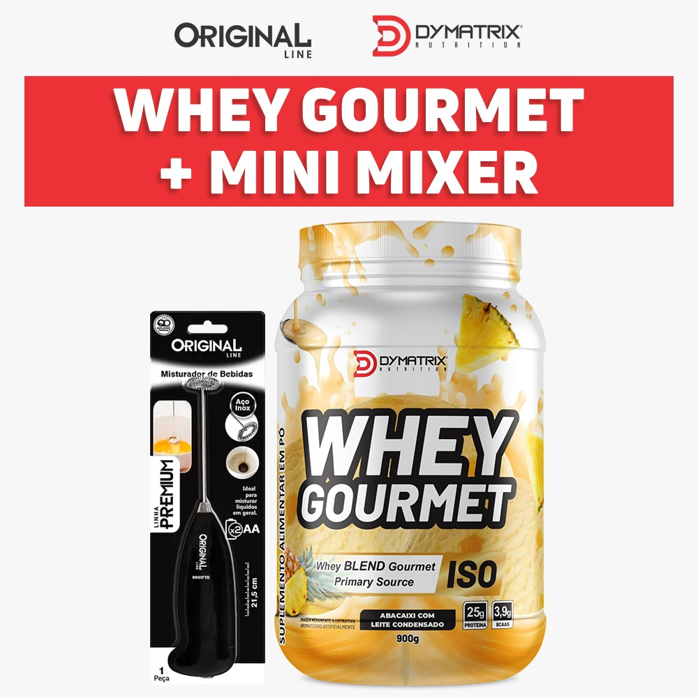KIT Whey Wey Fitness Low Carb Pote - Dymatrix Gourmet 900g + Mini Mixer ...