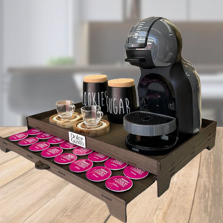 Bandeja porta 40 Capsulas Gaveta Embutida decorativo dolce gusto grande mdf organizador apoio servir chá cafeteira