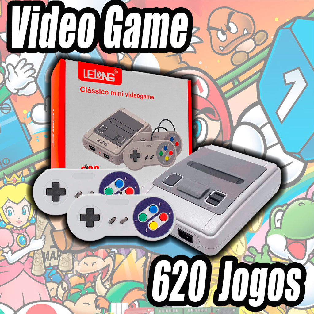 Super Nintendo Vídeo Game Jogo Controle Fonte Cabo Av Snes