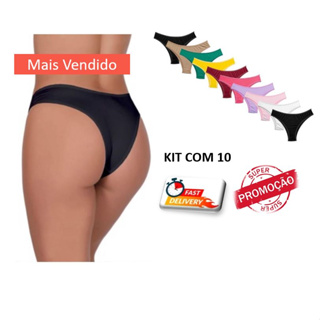Kit com 10 Calcinhas Conforto Microfibra Lisa - Revenda - Envio Imediato
