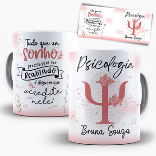 Caneca Personalizada Psicologia com nome