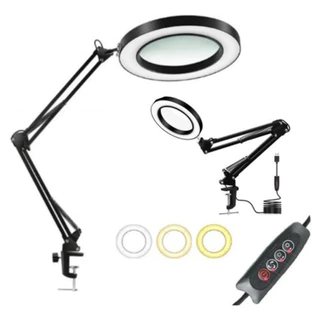 Lupa Luminária Bancada Led Estética Articulável Depilação Bivolt 110/220v M023