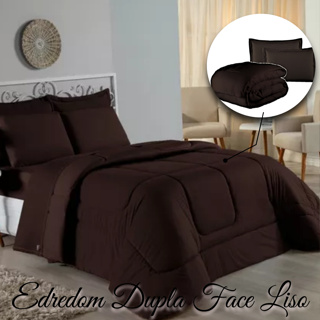 Kit Edredom 3 Pecas Dupla Face Padrao Microfibra Premiun MARROM