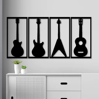 Quadros Decorativo Vazado em MDF 3mm Guitarra 30x15