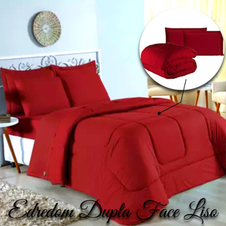 Kit Edredom 3 Pcs Dupla Face Padrao Microfibra Premiun VERMELHO
