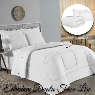 Kit Edredom 3Pcs Dupla Face Padrao Microfibra Premiun Branco