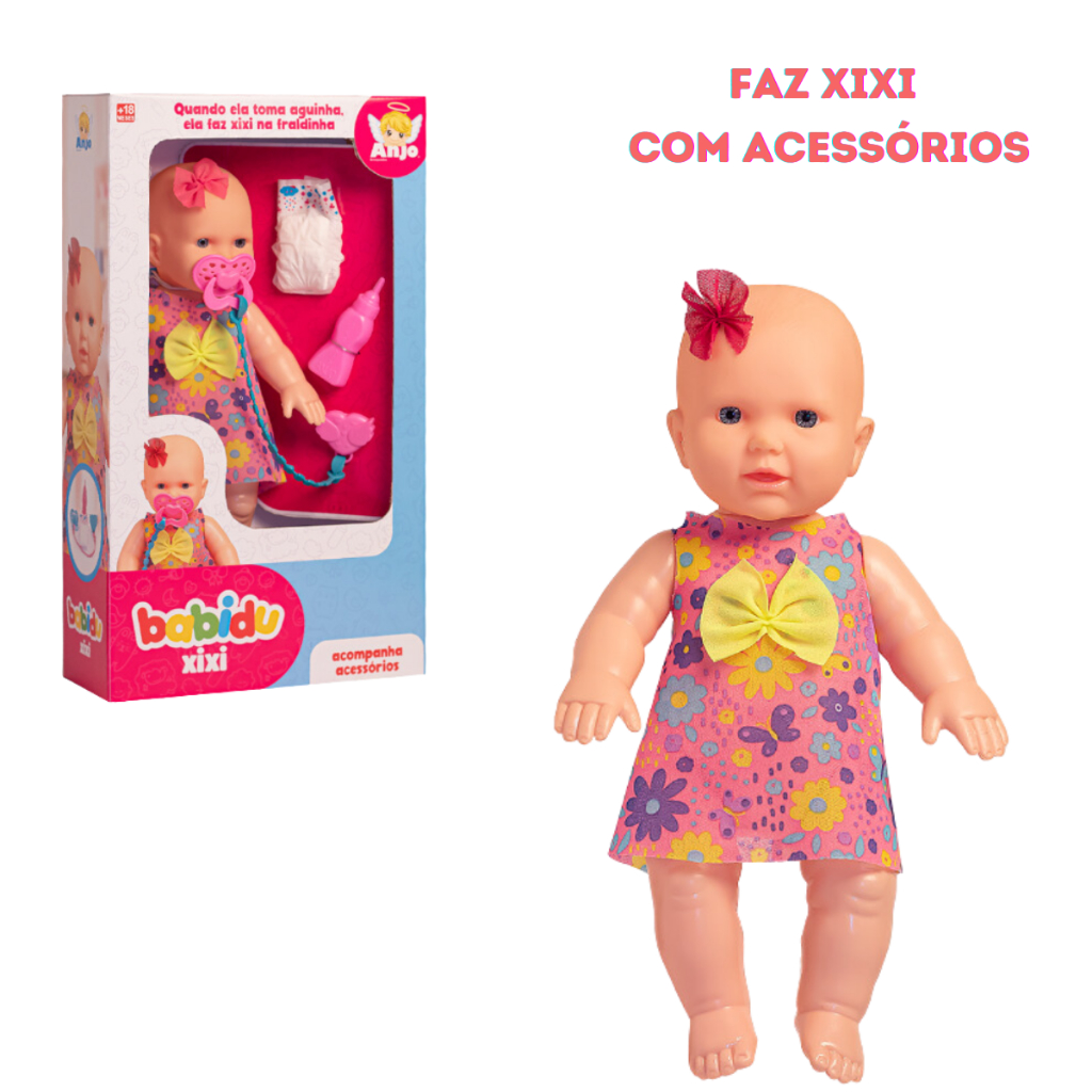 Boneca Bebezão Faz Xixi De Verdade, C/ Fralda E Mamadeira E Chupeta - Anjo Brinquedos