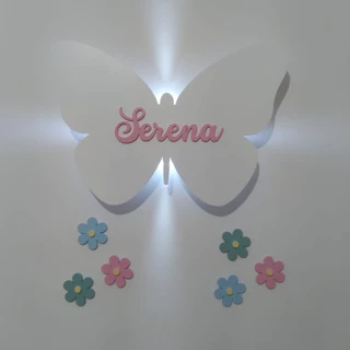 Decoração Borboleta led mdf pintado quarto bebe personalizado (fazemos qualquer nome)