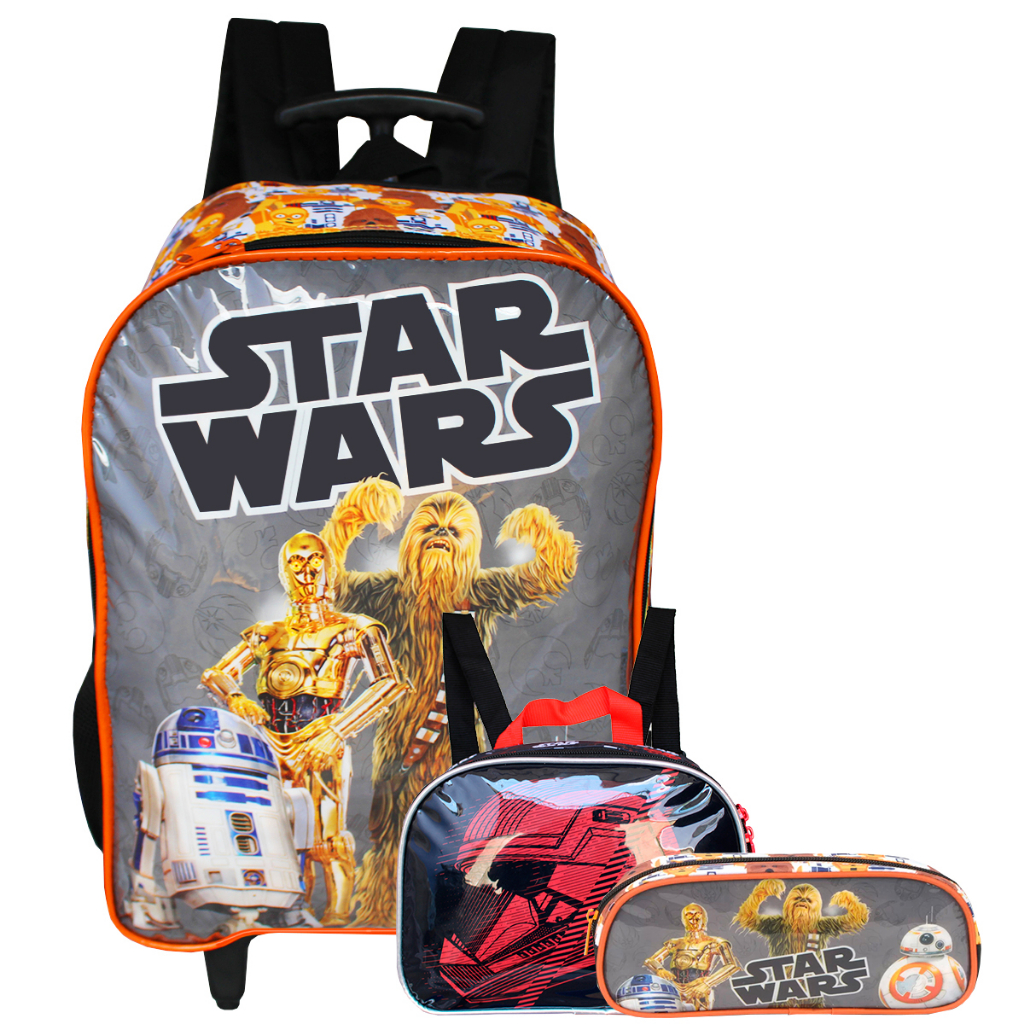 Kit Mochila Com Rodas + Lancheira Merendeira Escolar Térmica + Estojo ...