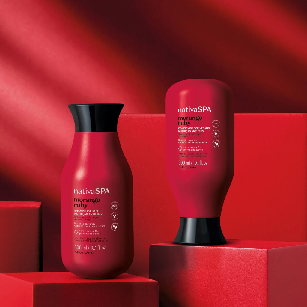 Linha Shampoo e Condicionador Nativa SPA Morango Ruby e Karité 300ml ...