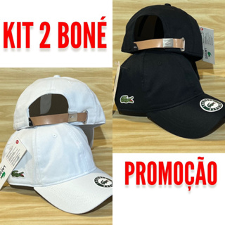 Kit 2 boné mini croc lateral, fitao de couro kit bone promoção lacoste masculino feminino aba curva