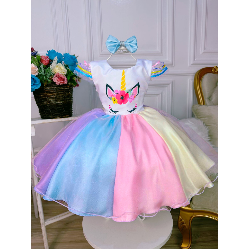 Vestido para festa de store 1 ano de unicornio