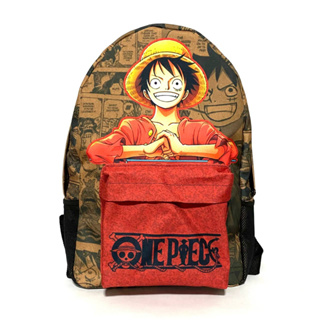 Kit mochila e estojo grande padrão escolar one piece rei dos