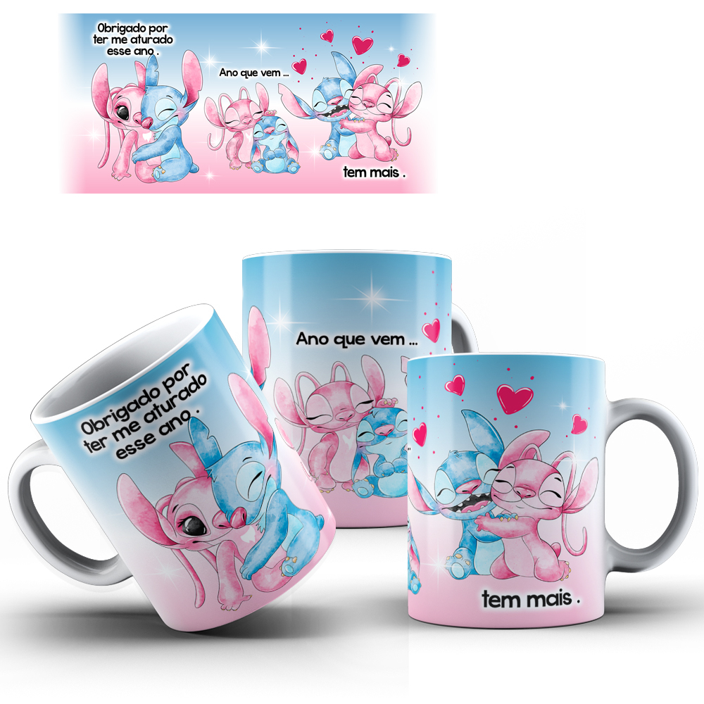 Caneca Lilo Stitch de Porcelana COM NOME Vários modelos Shopee