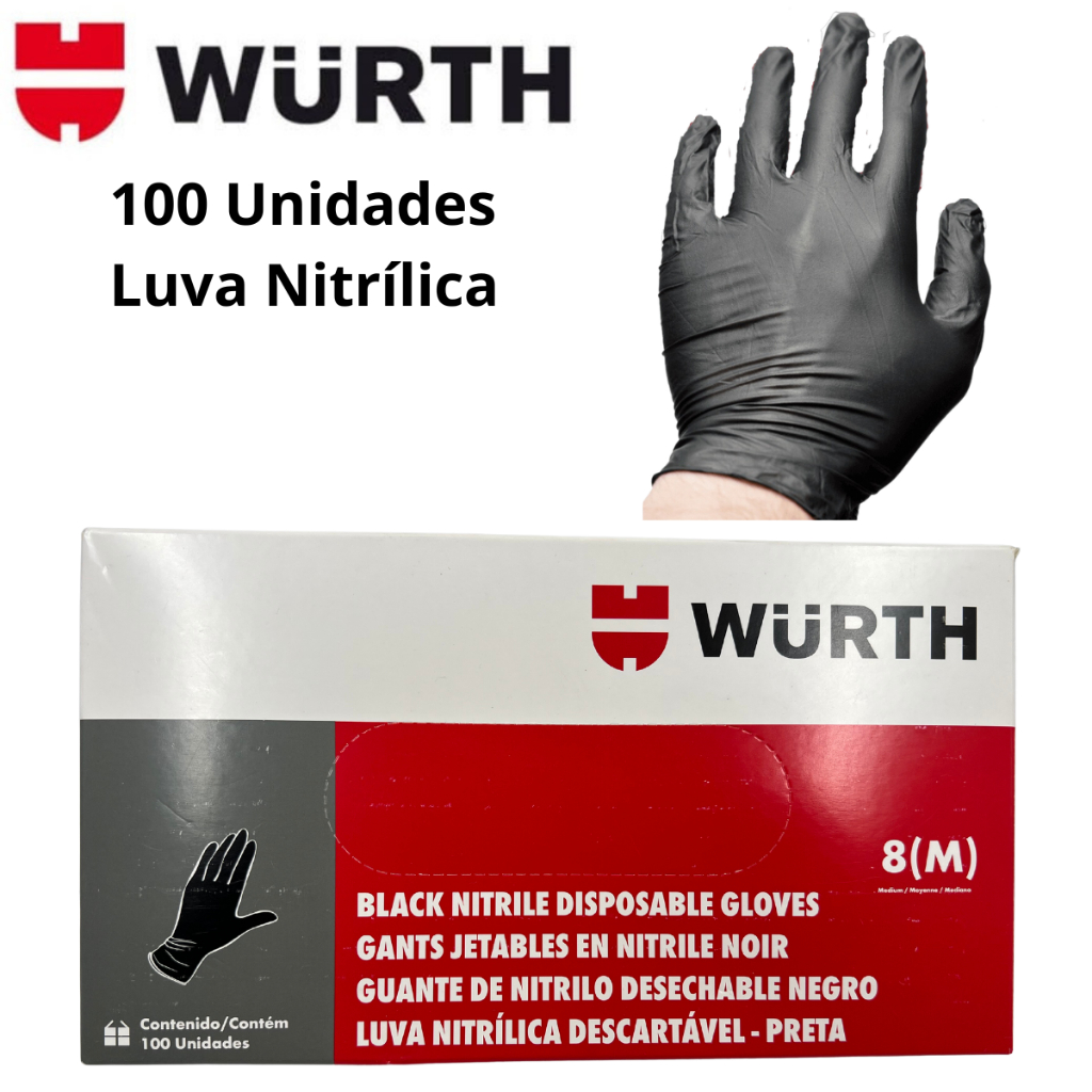 Luva Preta Nitr Lica Descart Vel Unidades Wurth Caixa Black Shopee Brasil