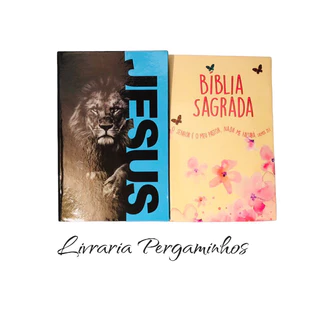 kit 2 Bíblias Sagrada Tamanho Grande Capa Dura leao+Salmos23 Letra Grande Com Harpa 11