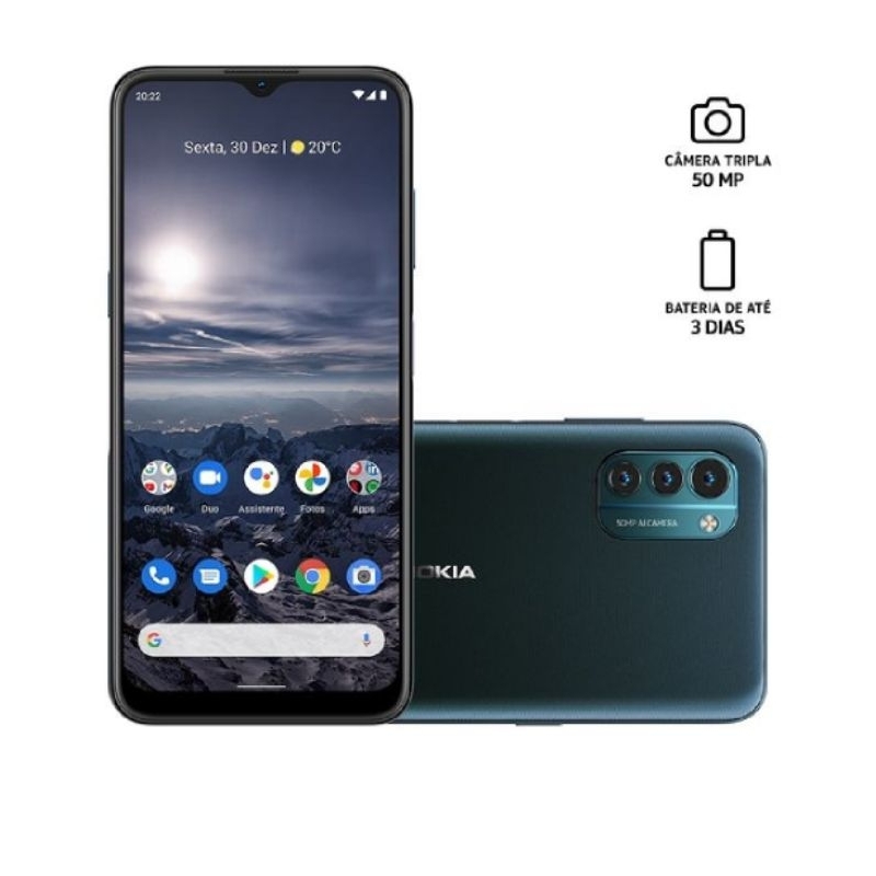Smartphone Nokia G21 4G 128GB Tela HD+ 6.5 Pol. Dual Chip 4GB RAM Pronto para Android 12 Câm Tripla 50MP+Selfie 8MP - NK083