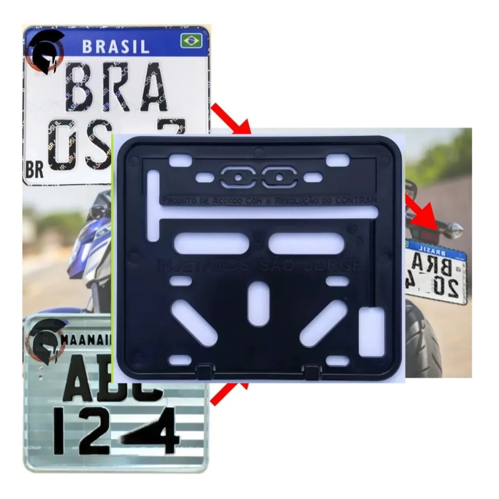 Moldura Suporte De Placa Para Moto Comum E Mercosul = são jorge ...