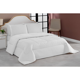 Kit Aconchego Casal Queen Edredom com Lencol Roupa De Cama branco
