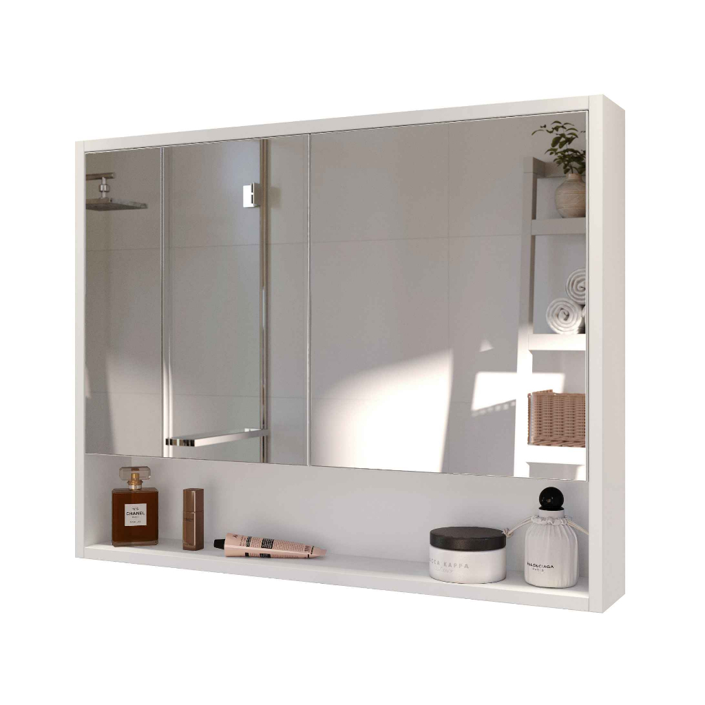 Espelheira Eros Armário Aéreo 2 Portas Com Espelho E Nicho - Lojas GBR